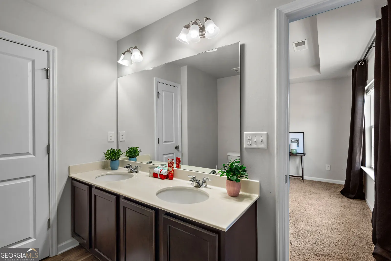 Primary bathroom with a double vanity